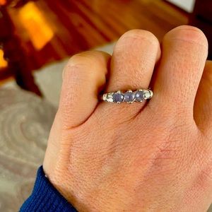 18k platinum diamond and tanzanite ring. Size 7